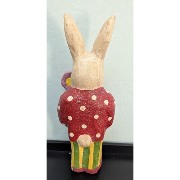 Paper Mache Easter Bunny Rabbit 16" Vintage Philippines Candy Hand Painted Folk - Picture 4 of 6